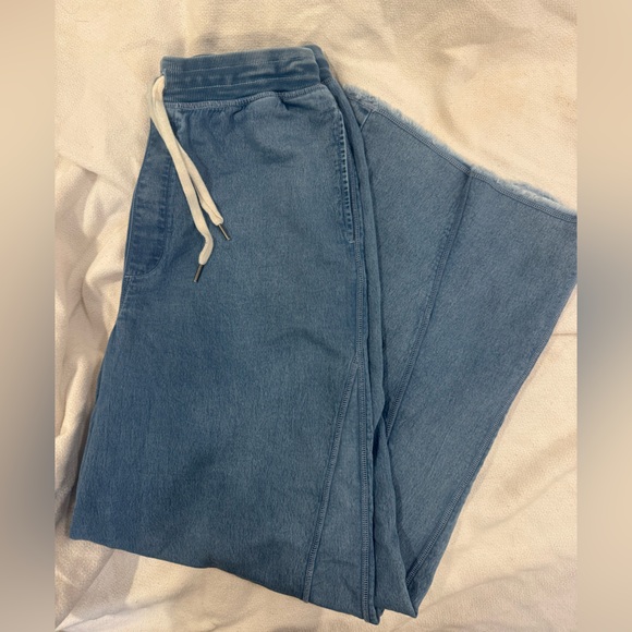 Aerie Blue Striped Knit Pants - Picture 2 of 5